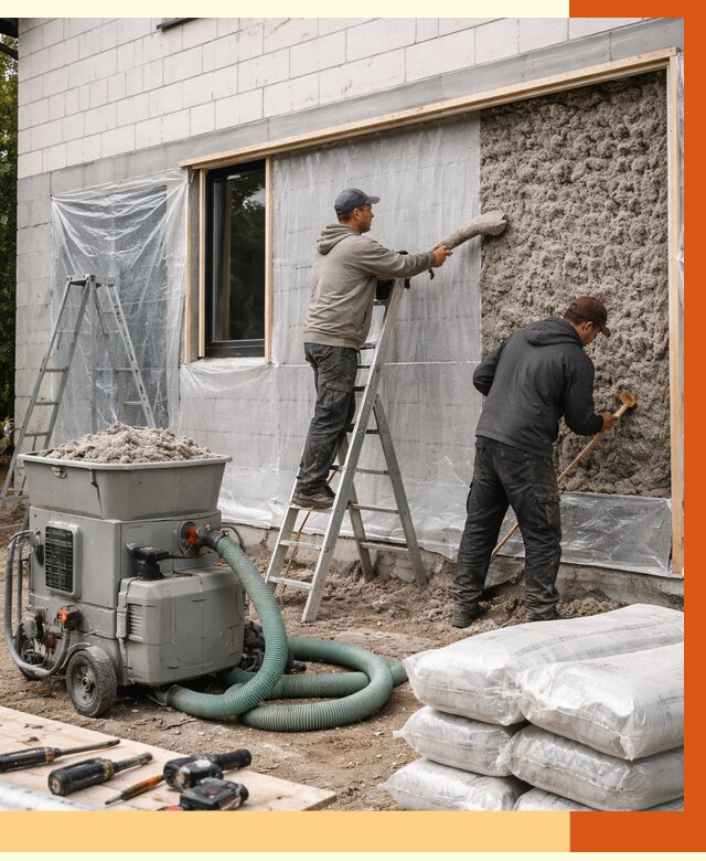 Утепление дома из газобетона эковатой в Луге от 4640 руб./м2 | ТепломастерЛга